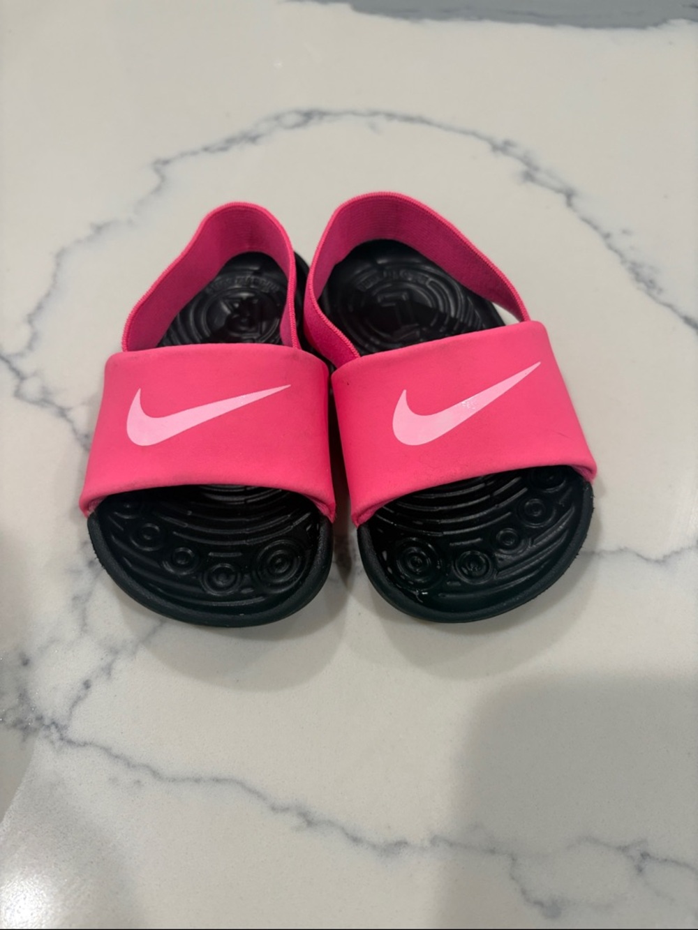 Nike Kids Pink and Black Slide Sandals